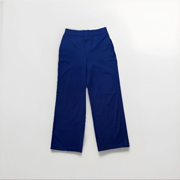 Lands End Wide Leg Pants Blue Pockets-Zipper Elastic Waist Women's Size S 6-8 - Picture 1 of 16